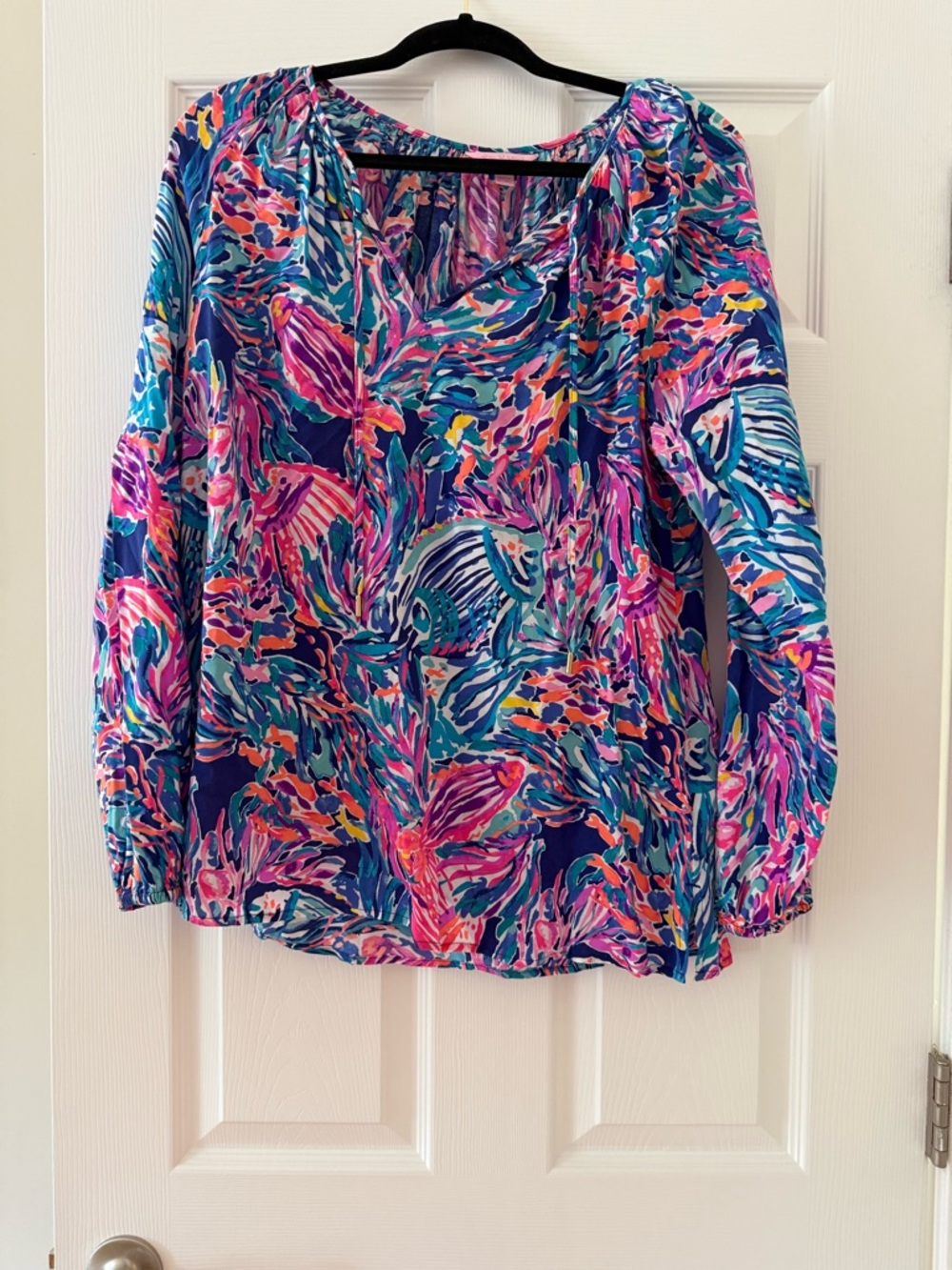 Lilly Pulitzer Multi-Color Floral V-Neck Long Sleeve Blouse